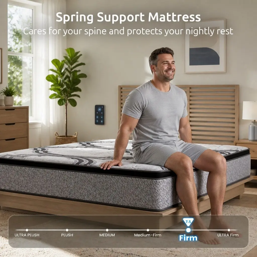 Queen Mattress 34cm Hybrid Pocket Spring Latex Memory Foam 5-Zone Extra Firm