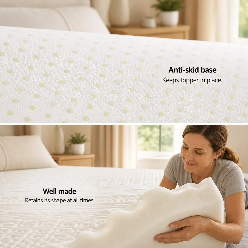 Memory Foam Mattress Topper 11-Zone 8cm King Bed Support Comfort Blue