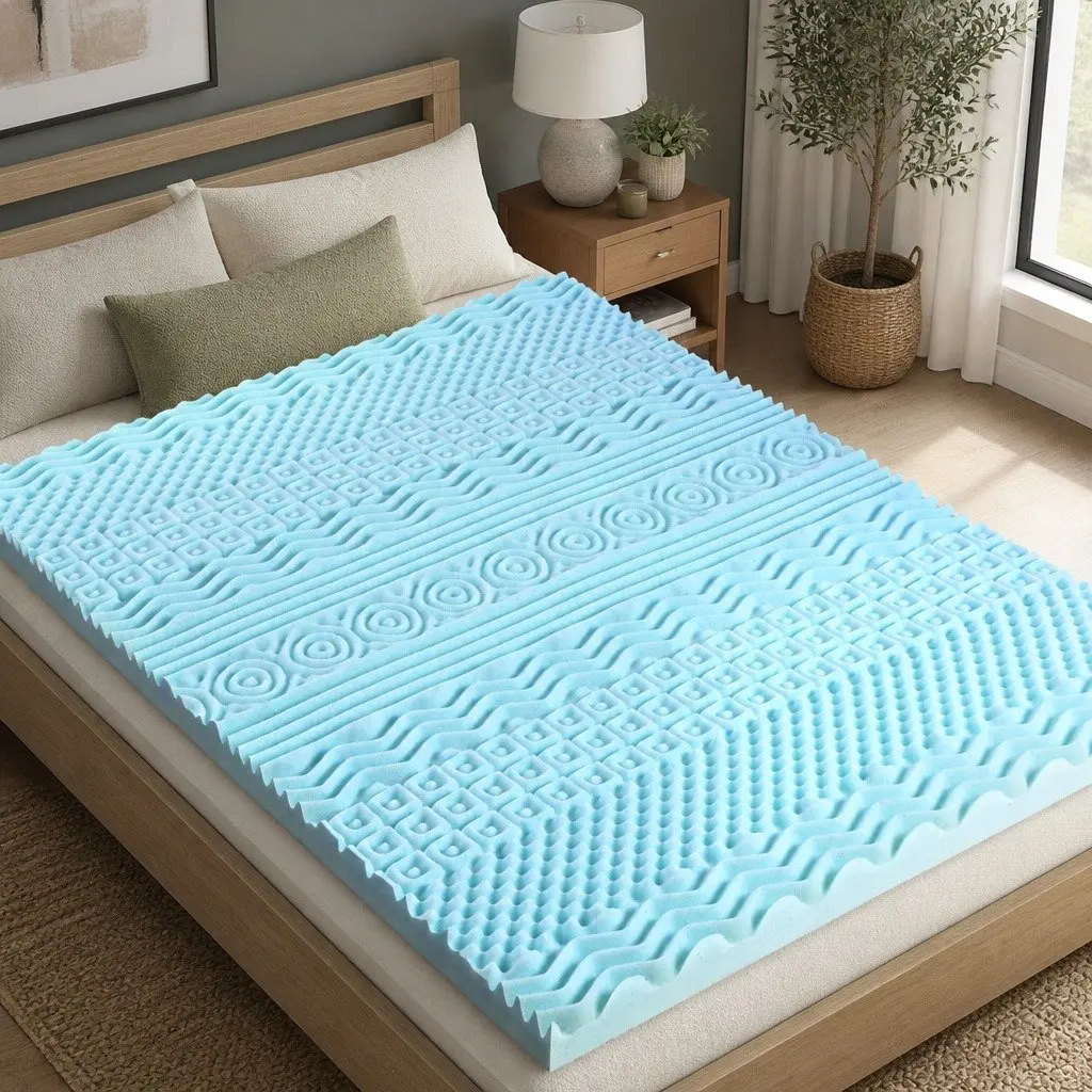 Memory Foam Mattress Topper Blue Single 8cm 11-Zone Contoured Support