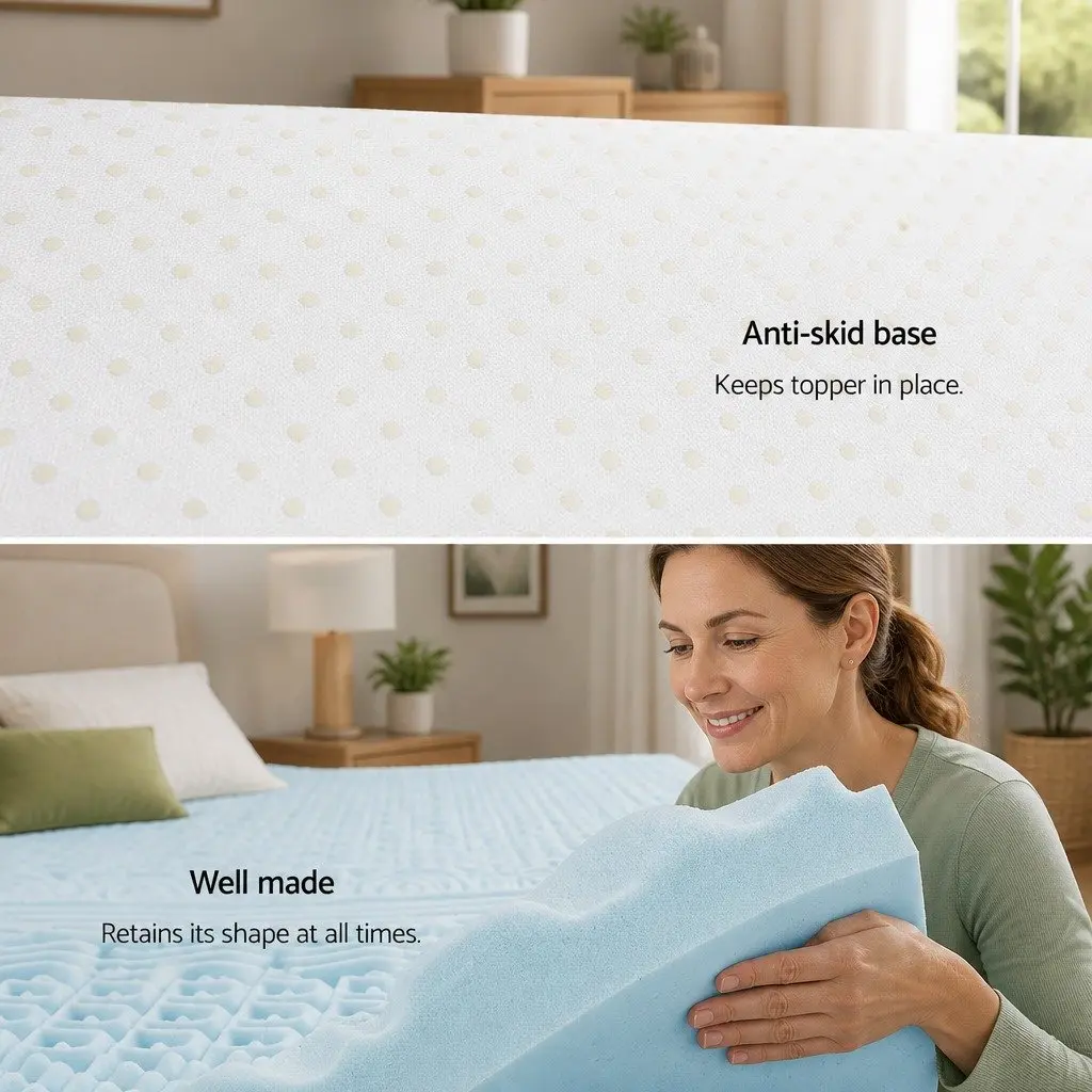 Memory Foam Mattress Topper Blue Single 8cm 11-Zone Contoured Support