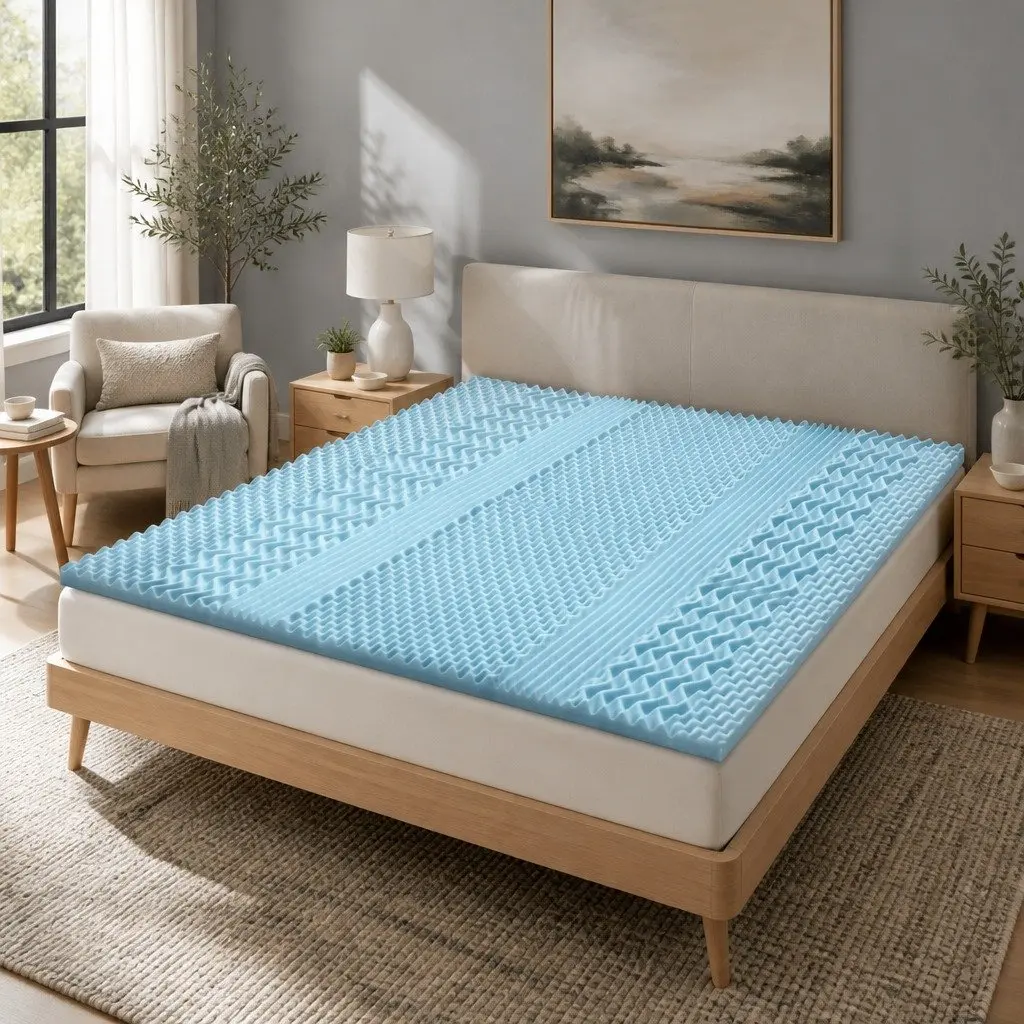 Memory Foam Mattress Topper White Double 5cm 7-Zone Comfort Pad Support