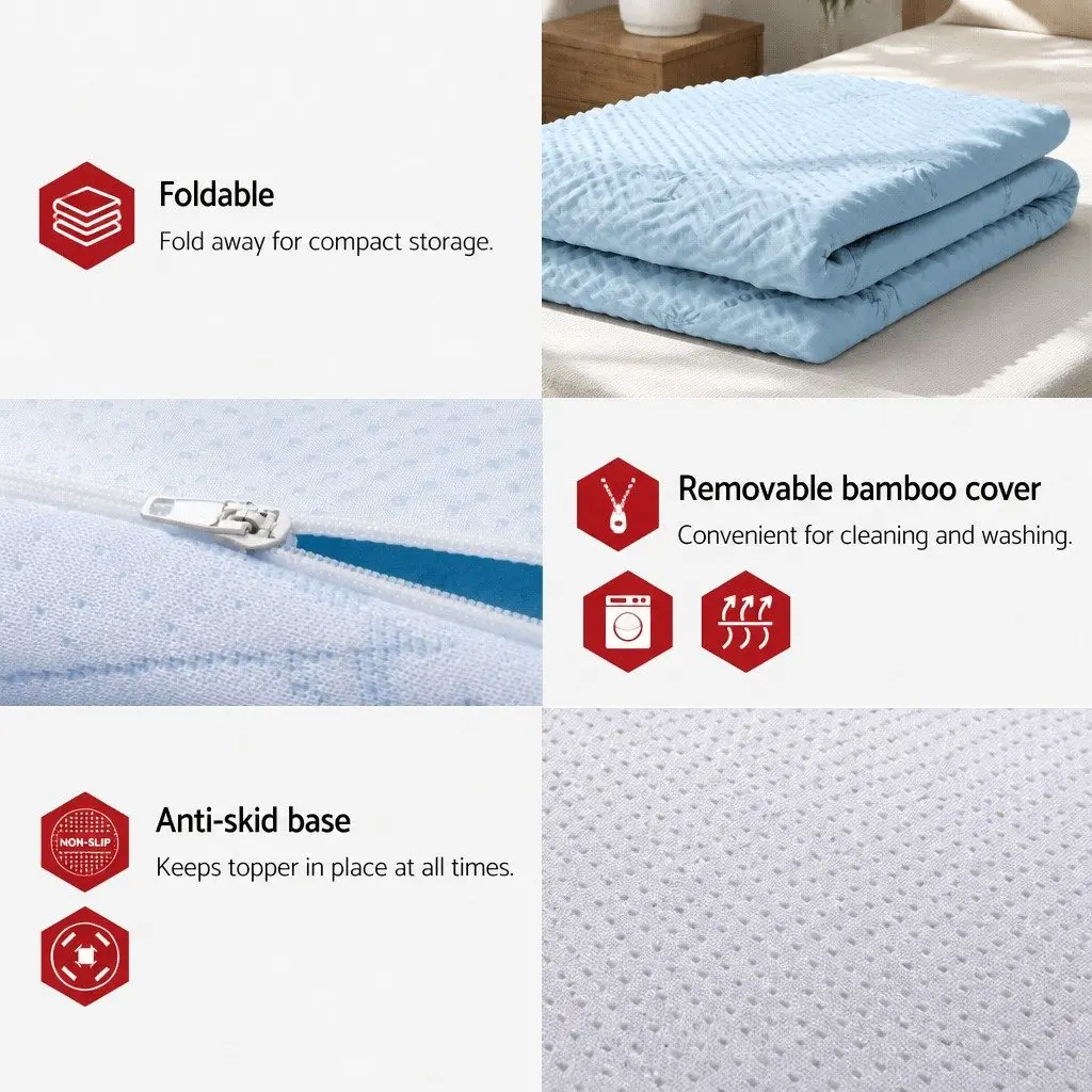 Memory Foam Mattress Topper Queen 7-Zone 5cm Support Comfort Cushion