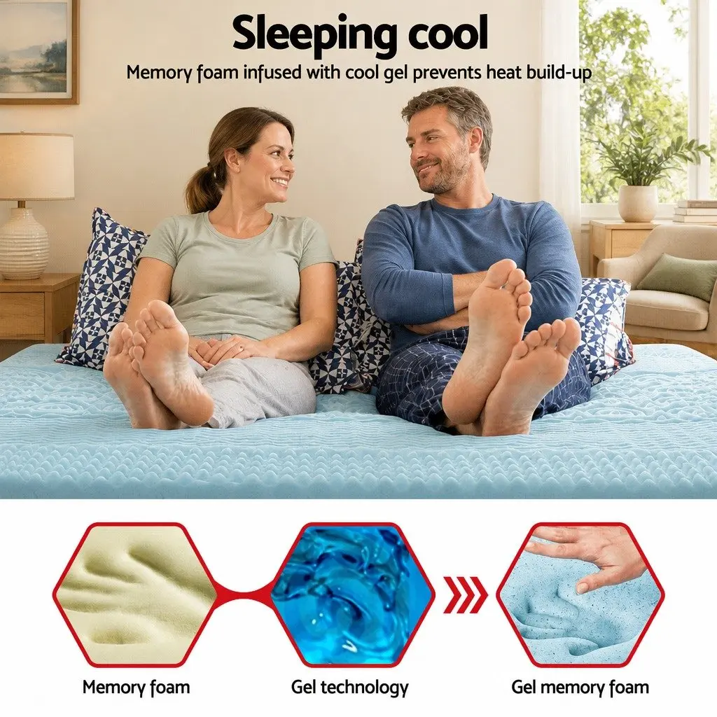 Memory Foam Mattress Topper Queen 7-Zone 5cm Support Comfort Cushion