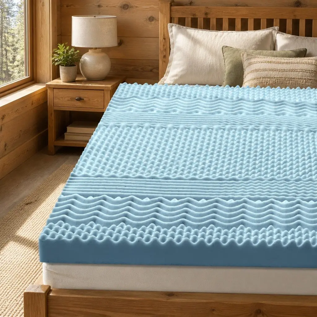 Memory Foam Mattress Topper White Single 8cm 7-Zone Contoured Support Breathable