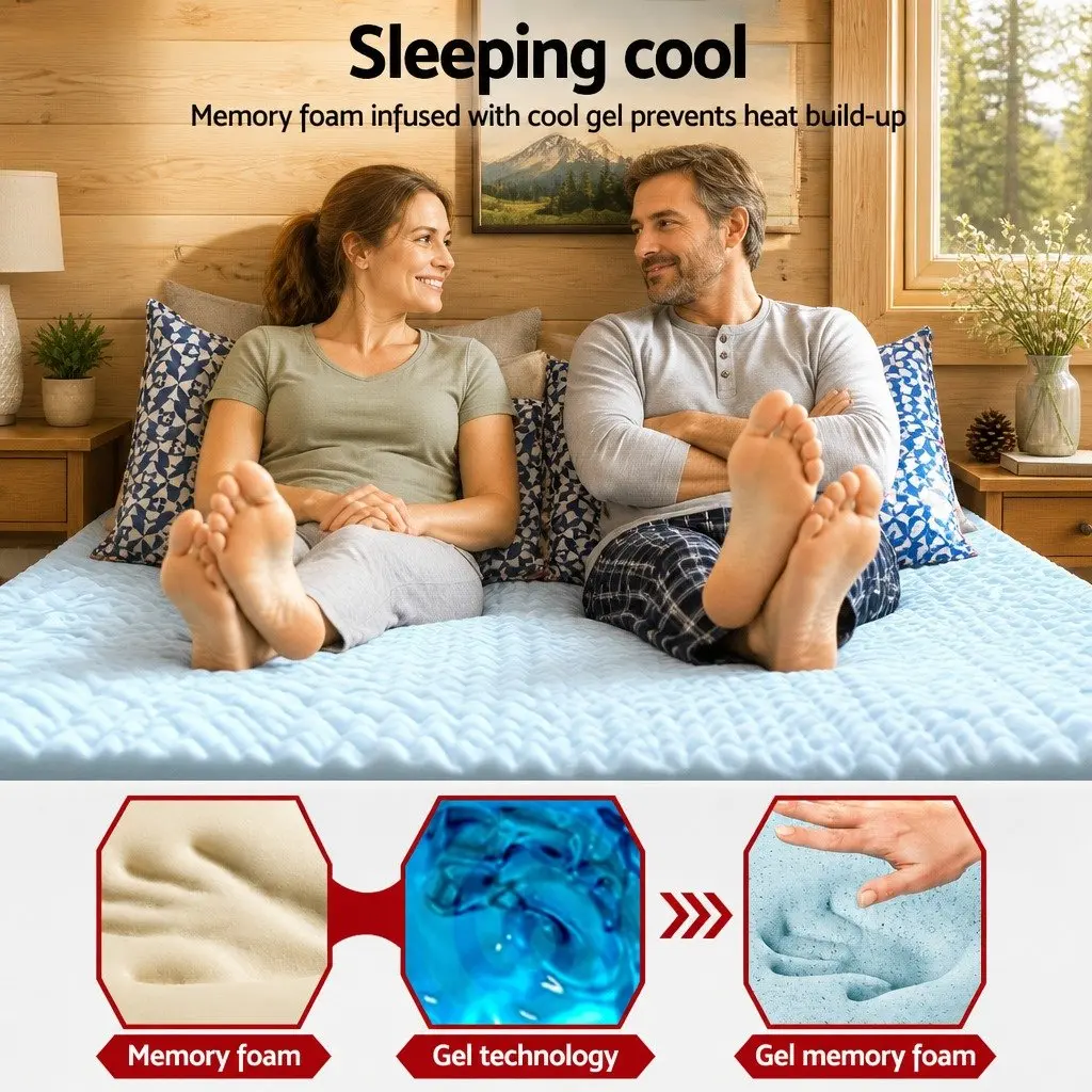 Memory Foam Mattress Topper White Single 8cm 7-Zone Contoured Support Breathable