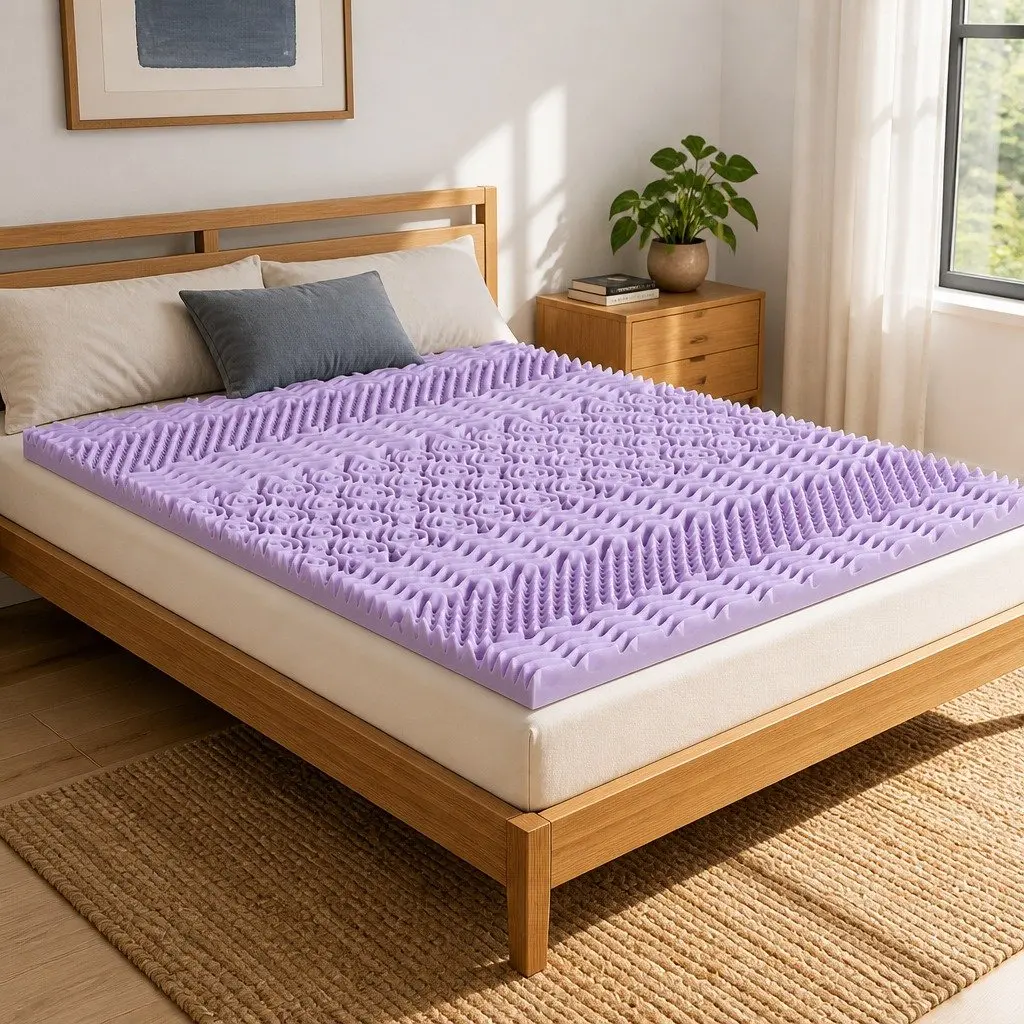 8cm Memory Foam Mattress Topper Double Bed Lavender Bamboo Cover 7-Zone Support