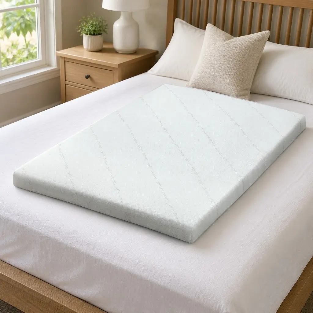 Memory Foam Mattress Topper Blue King 10cm Cool Gel Bamboo Fabric Comfort