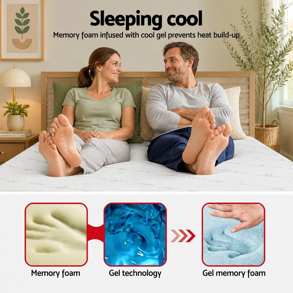 Memory Foam Mattress Topper White King 5cm Gel Infused Cooling Breathable Bamboo