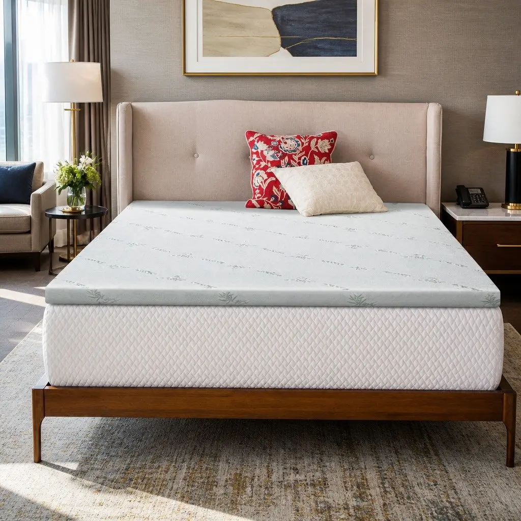Memory Foam Mattress Topper White Blue Queen Gel-Infused Cool Sleep 5cm Pressure Relief
