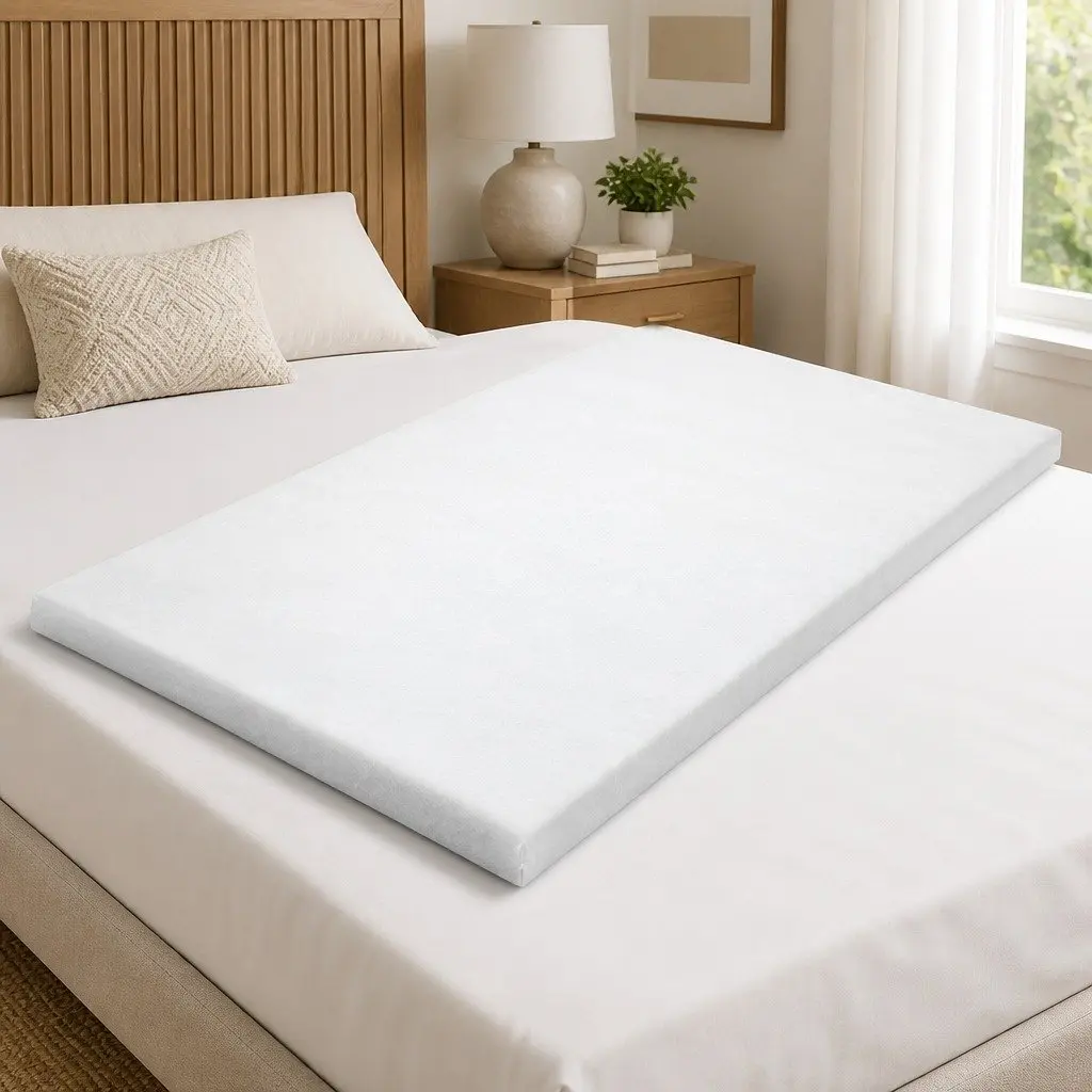 Memory Foam Mattress Topper White Blue Queen Gel-Infused Cool Sleep 5cm Pressure Relief