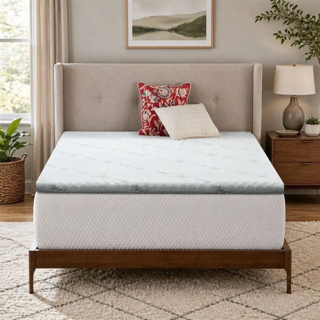 Memory Foam Mattress Topper White Single 5cm Gel-Infused Cool Gel Pressure Relief