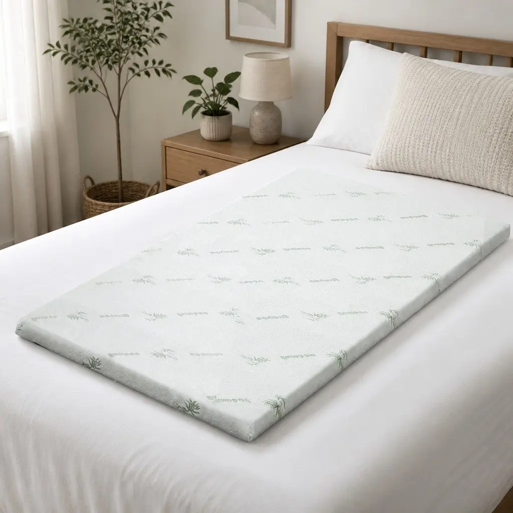 Memory Foam Mattress Topper White Single 5cm Gel-Infused Cool Gel Pressure Relief