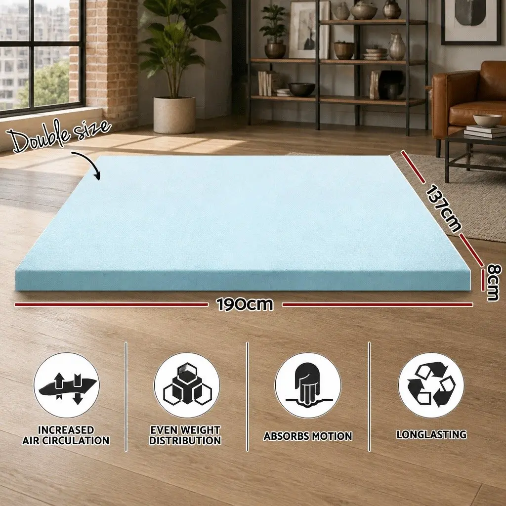 Memory Foam Mattress Topper Double Bed Cool Gel 8cm Breathable Bamboo Cover