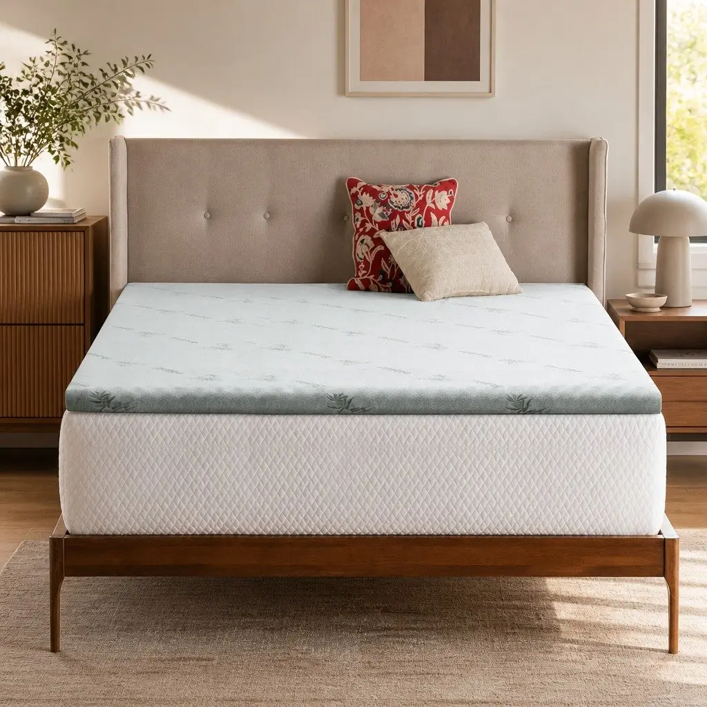 Memory Foam Mattress Topper White King 8cm Cool Gel Pressure Relief Removable Cover