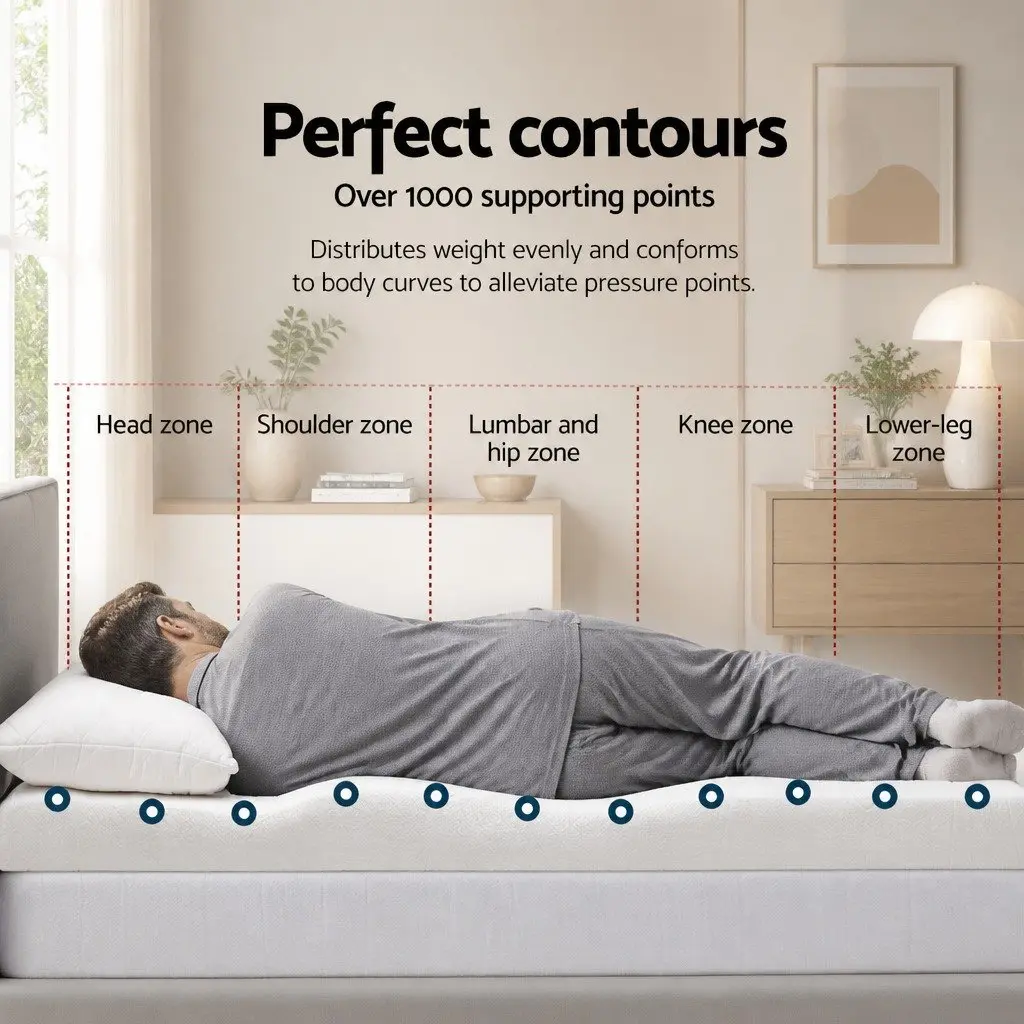Memory Foam Mattress Topper White King 8cm Cool Gel Pressure Relief Removable Cover