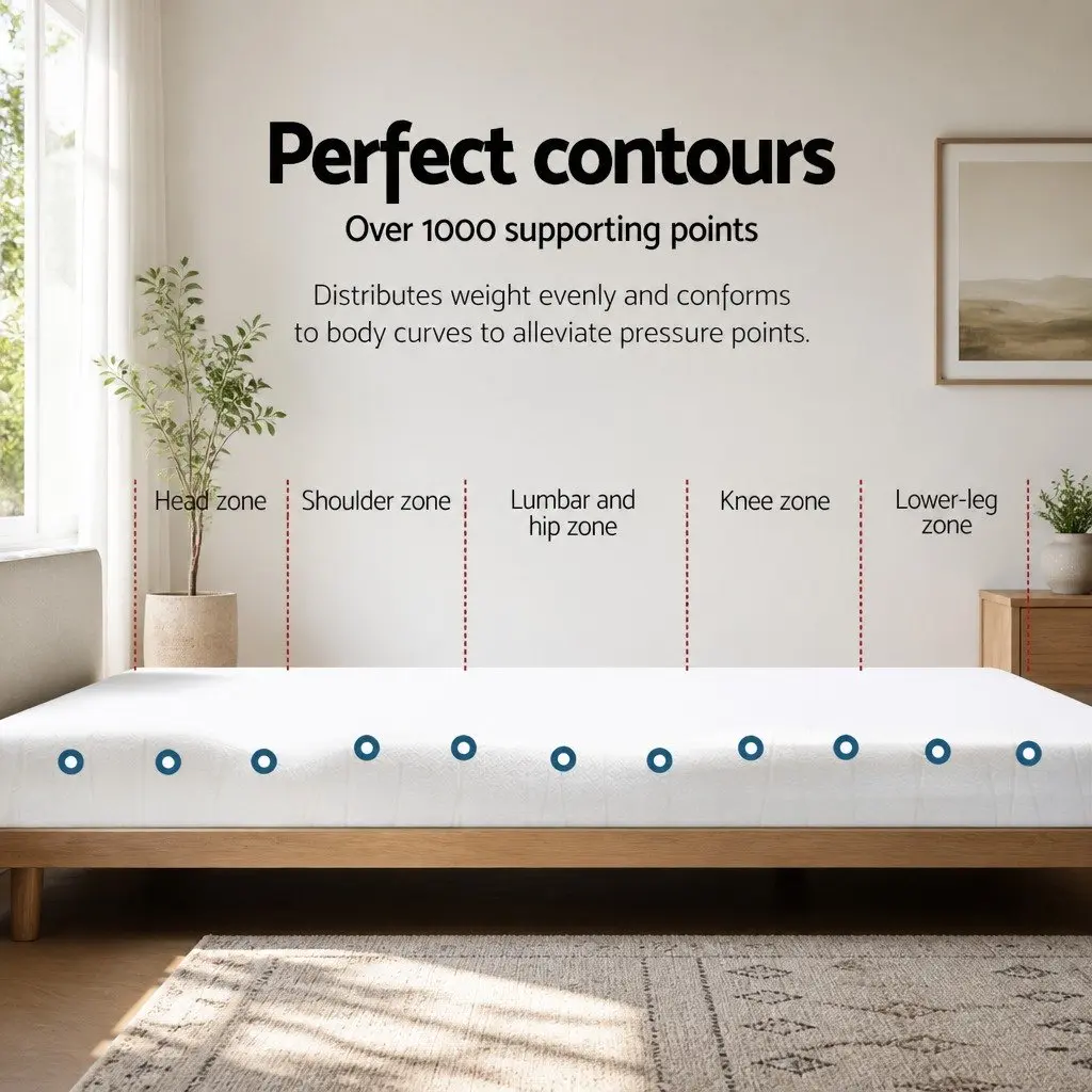 Memory Foam Mattress Topper Queen Gel-Infused Cool Sleep 8cm Pressure Relief