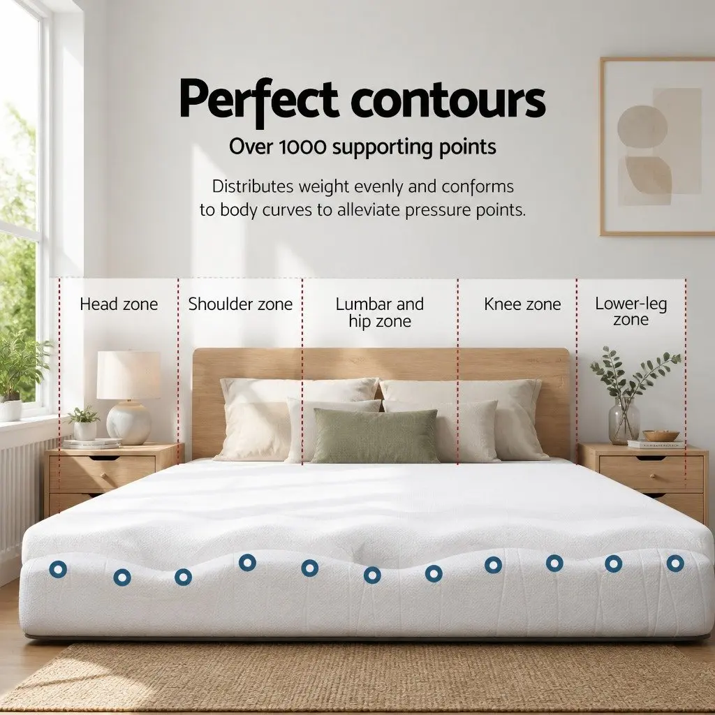 Memory Foam Mattress Topper White Single 8cm Gel Infused Pressure Relief