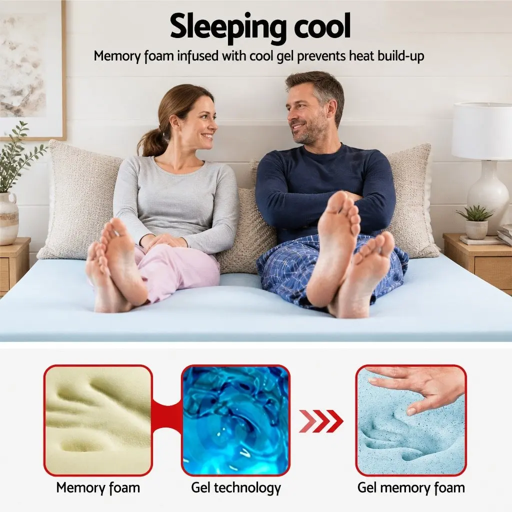 Memory Foam Mattress Topper White Single 8cm Gel Infused Pressure Relief