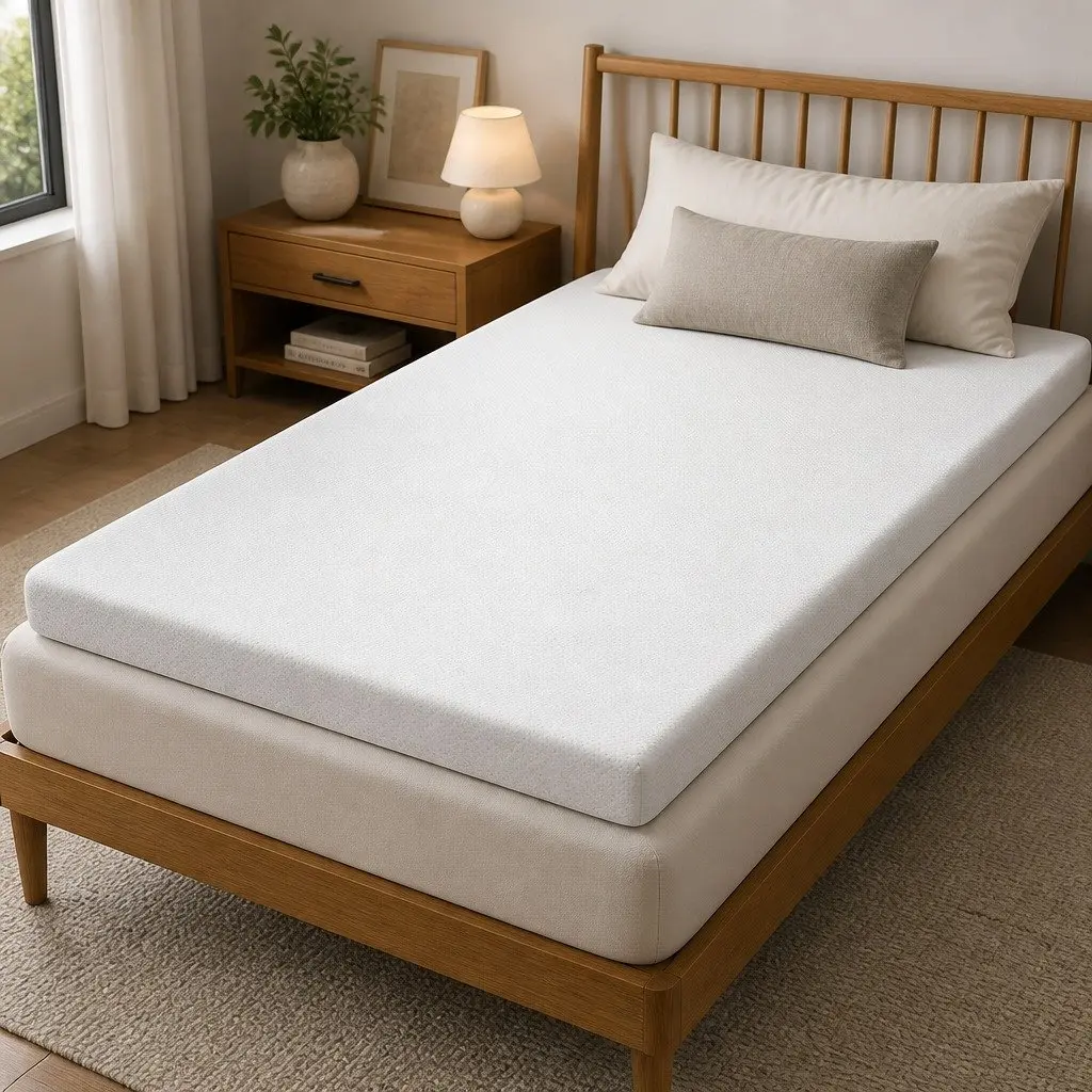 Memory Foam Mattress Topper White Single 8cm Gel Infused Pressure Relief