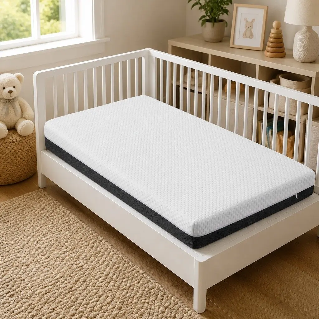 Cot Mattress White Grey 13cm Thick Gel Memory Foam Double-Sided Breathable Hypoallergenic