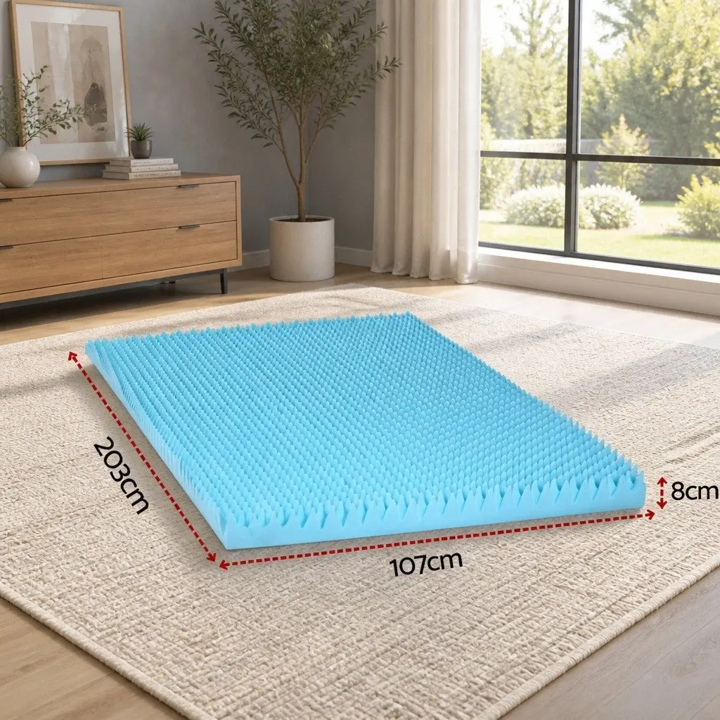 Memory Foam Mattress Topper White 8cm Gel Egg Crate Bamboo King Single Pressure Relief