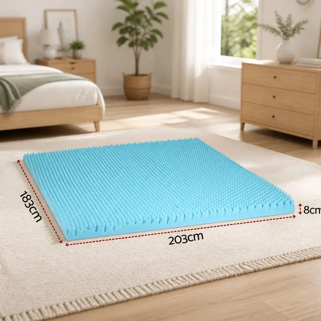 Memory Foam Mattress Topper 8cm Gel Egg Crate Bamboo Cover King Bed Pressure