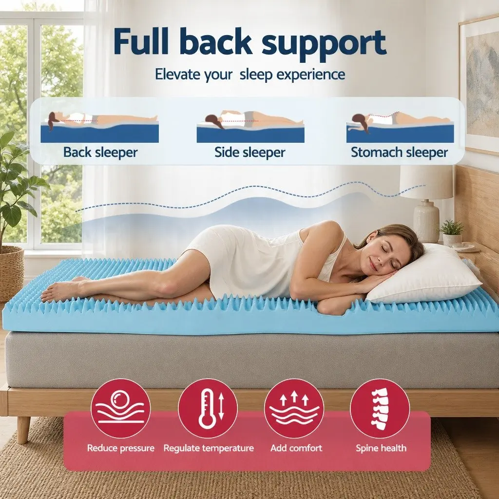Memory Foam Mattress Topper 8cm Gel Egg Crate Bamboo Cover King Bed Pressure