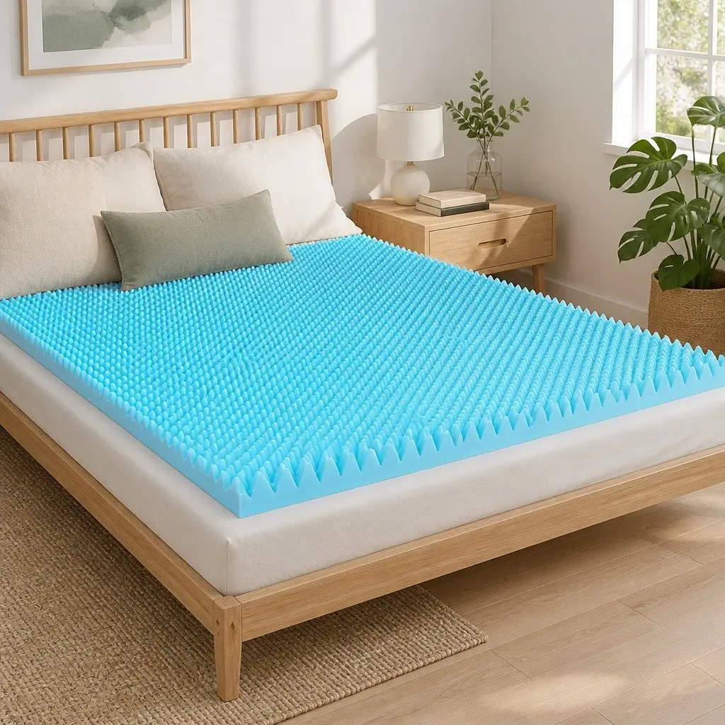 Memory Foam Mattress Topper 8cm Gel Egg Crate Single Bamboo Cover White