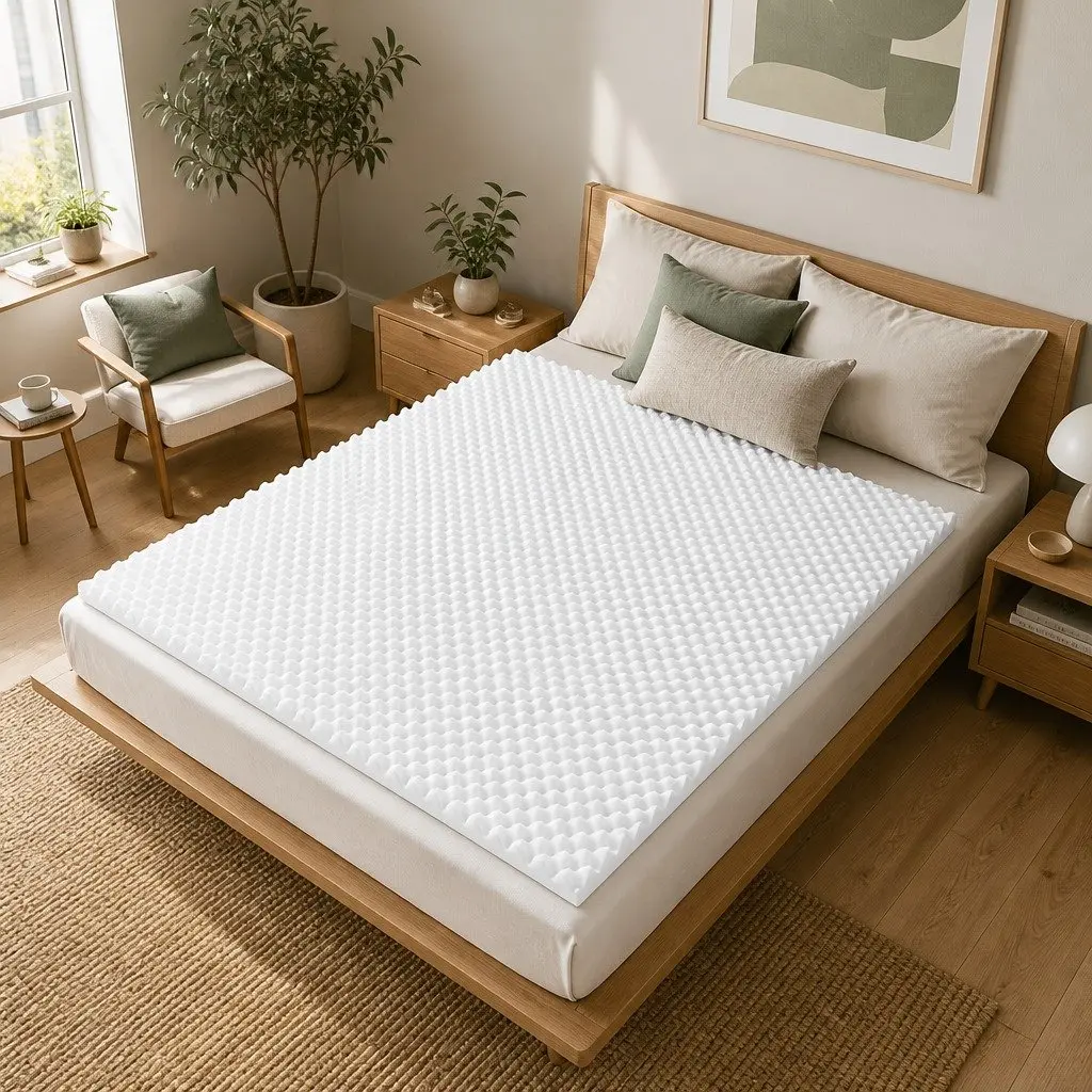 Foam Mattress Topper White Double 5cm Egg Crate Comfort Support Pad