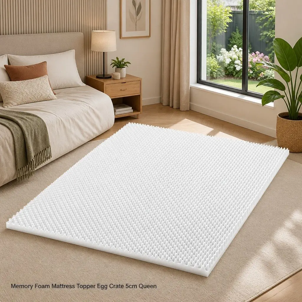 Memory Foam Mattress Topper Egg Crate 5cm Queen Bed Comfort Layer Support