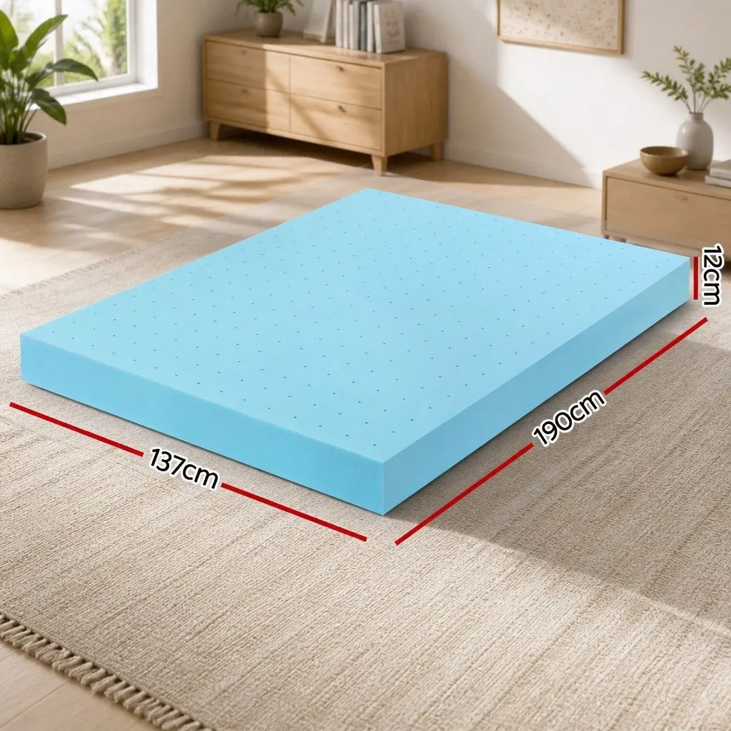 Memory Foam Mattress Topper 12cm Ventilated Gel Cool Bamboo Cover Double Bed