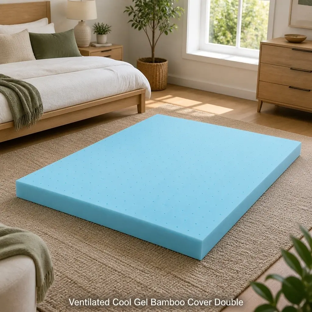 Memory Foam Mattress Topper 12cm Ventilated Gel Cool Bamboo Cover Double Bed