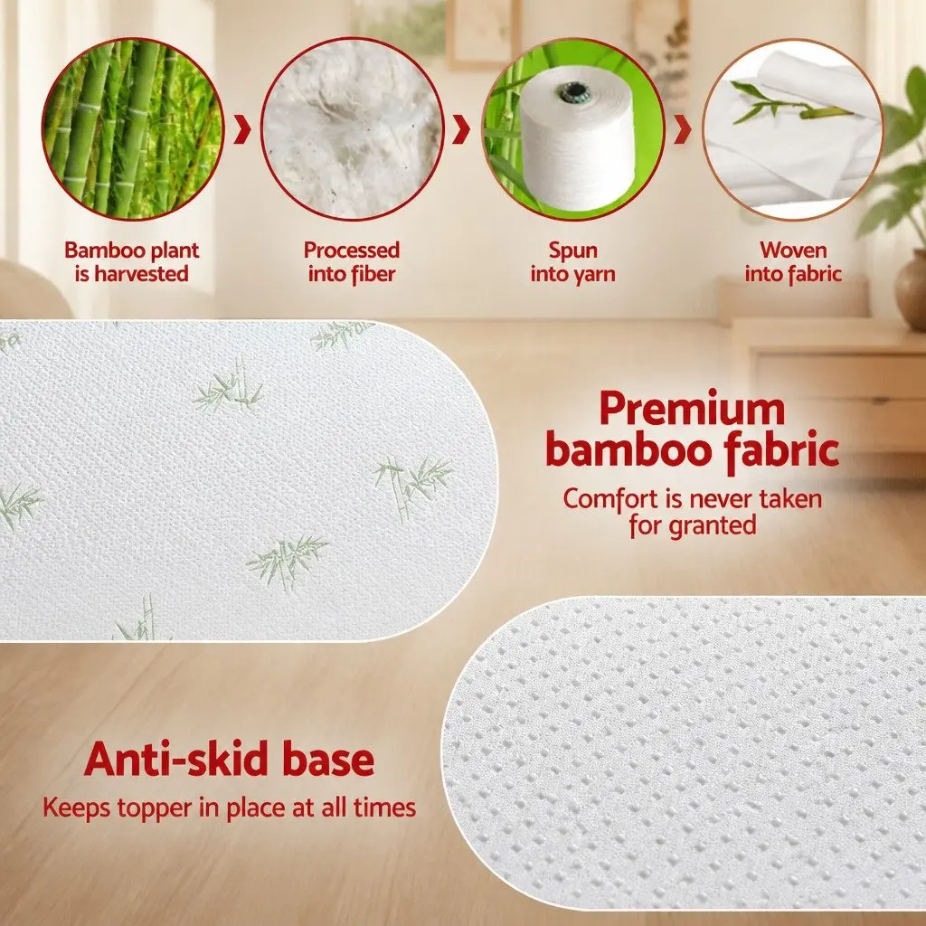 Memory Foam Mattress Topper 12cm Ventilated Gel Cool Bamboo Cover Double Bed