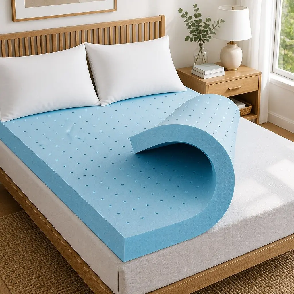 Memory Foam Mattress Topper 12cm Ventilated Gel Cool Bamboo Cover Double Bed