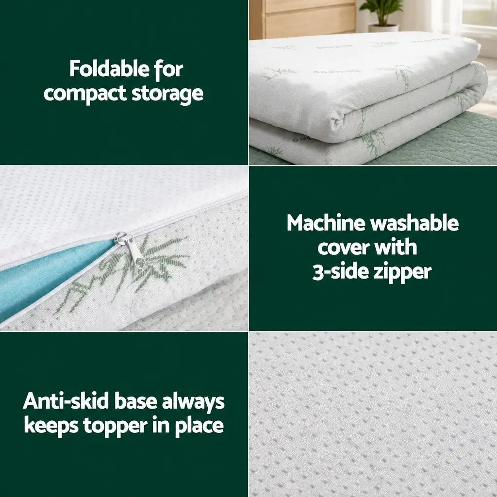 Memory Foam Mattress Topper Blue Queen 5cm Ventilated Gel Cool Sleep Support