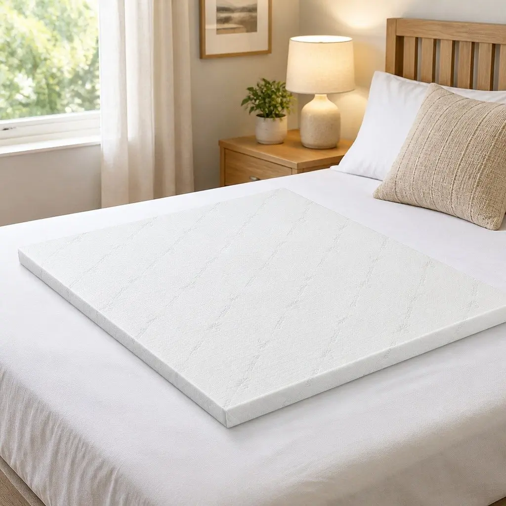 Memory Foam Mattress Topper Blue Double 8cm Ventilated Gel Cool Sleep Comfort