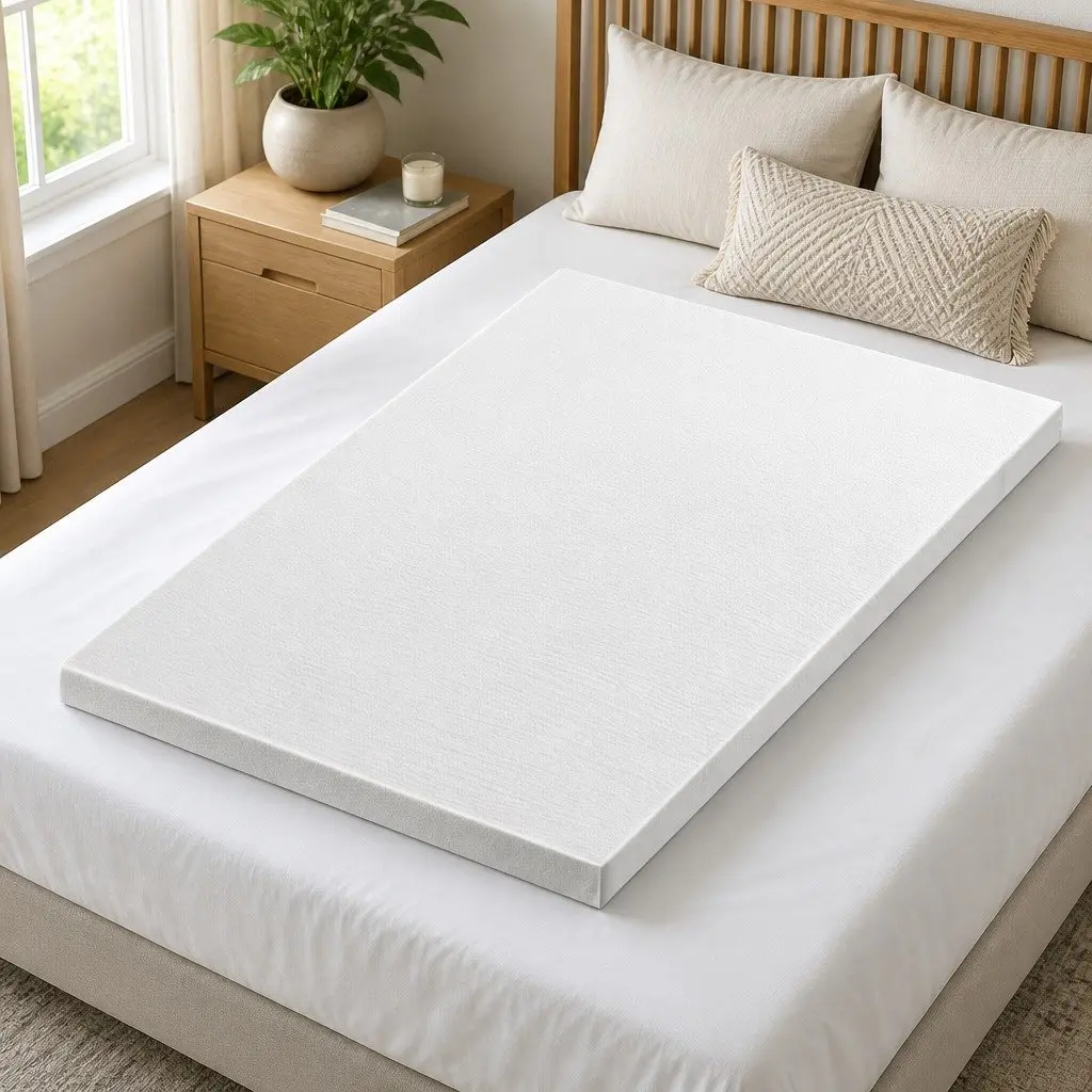 Memory Foam Mattress Topper Blue Single 8cm Ventilated Gel Bamboo Cover