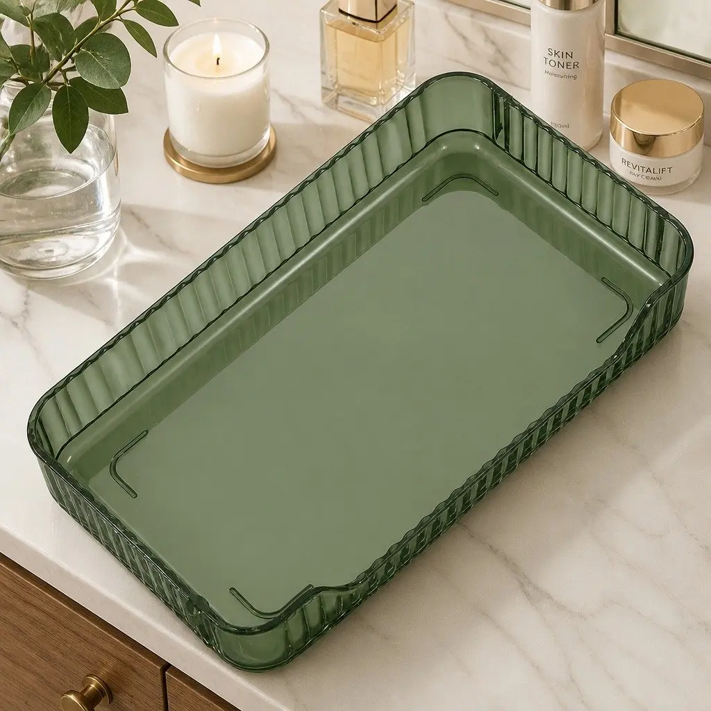 Makeup Organiser 3 Tier Cosmetic Storage Vanity Countertop Display Shelf Green