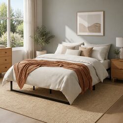 King Size Metal Bed Frame Black Steel Minimalist Design Storage Space