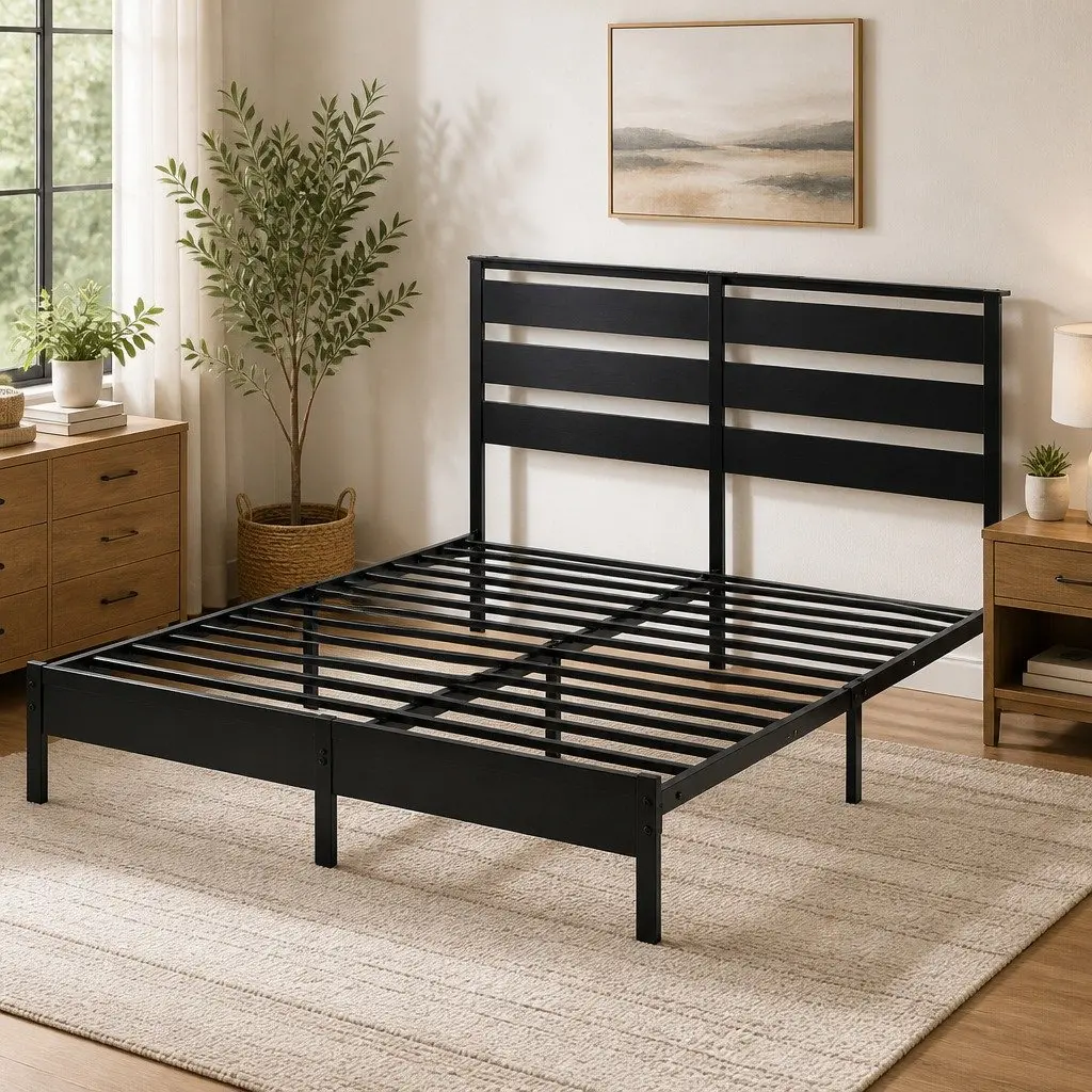 Black Metal Double Bed Frame
