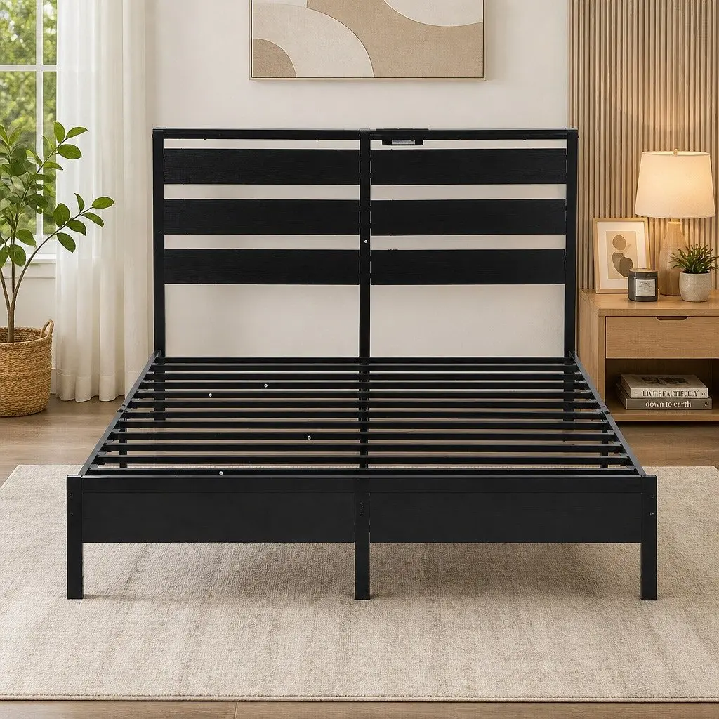 Black Metal Double Bed Frame