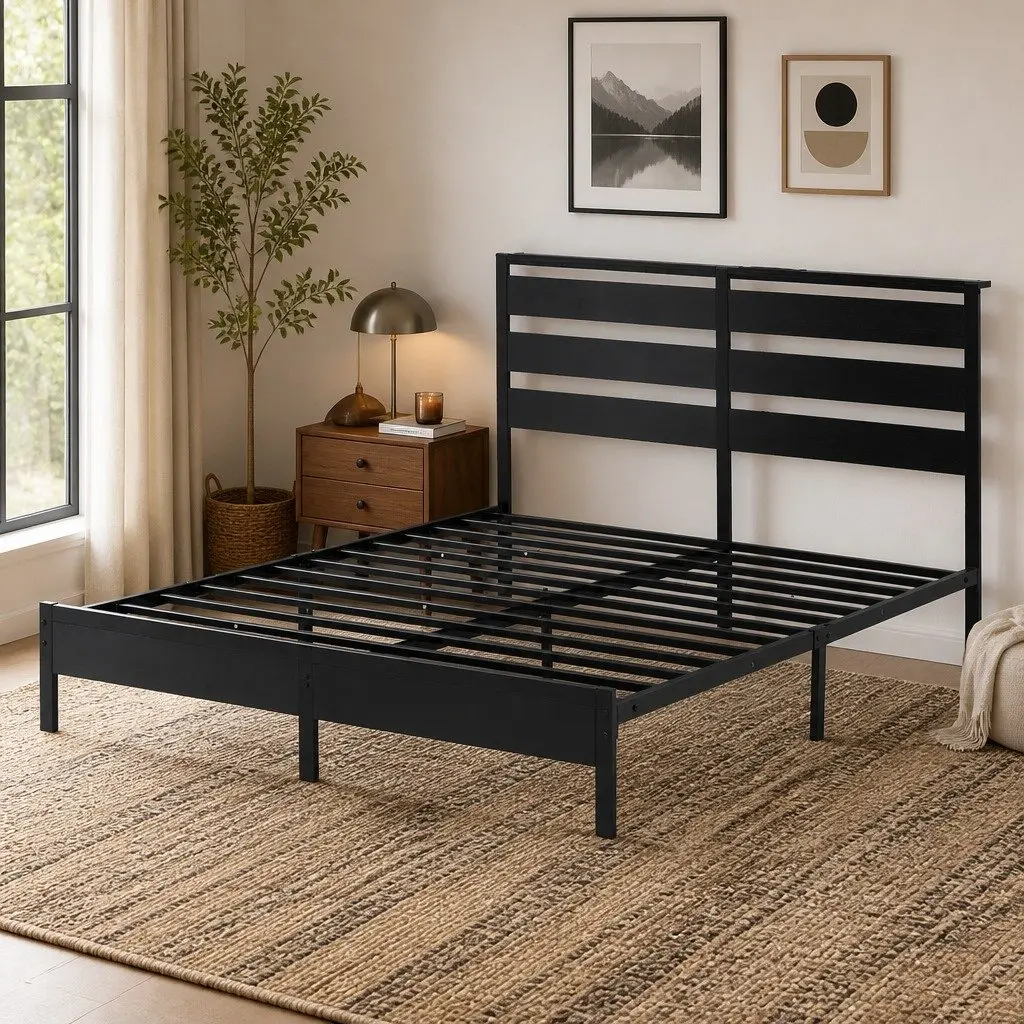 Queen Size Bed Frame with LED Lighting