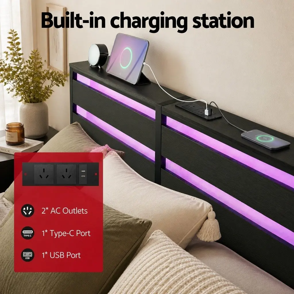Queen Size Bed Frame with LED Lighting