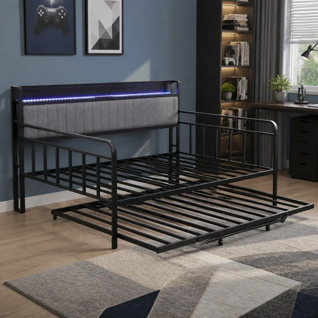 Double Bed Frame with Trundle for Comfort and Convenience