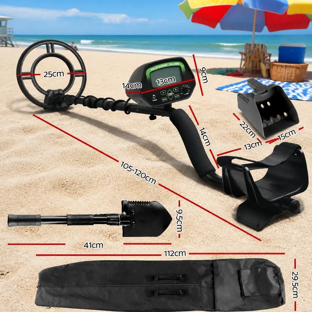 Metal Detector Black Adjustable Waterproof LCD Screen Pinpoint Function