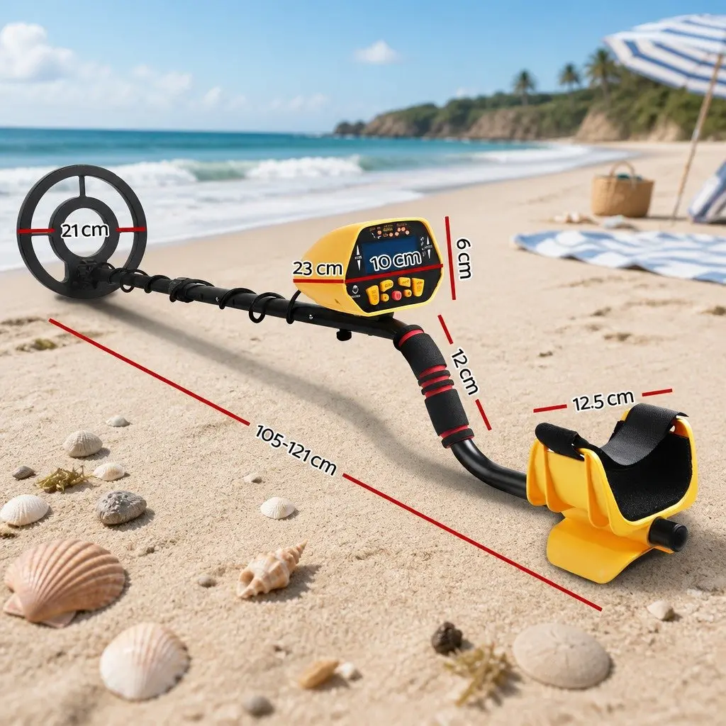 Metal Detector Yellow 180MM Waterproof Backlit LCD Display Treasure Hunter