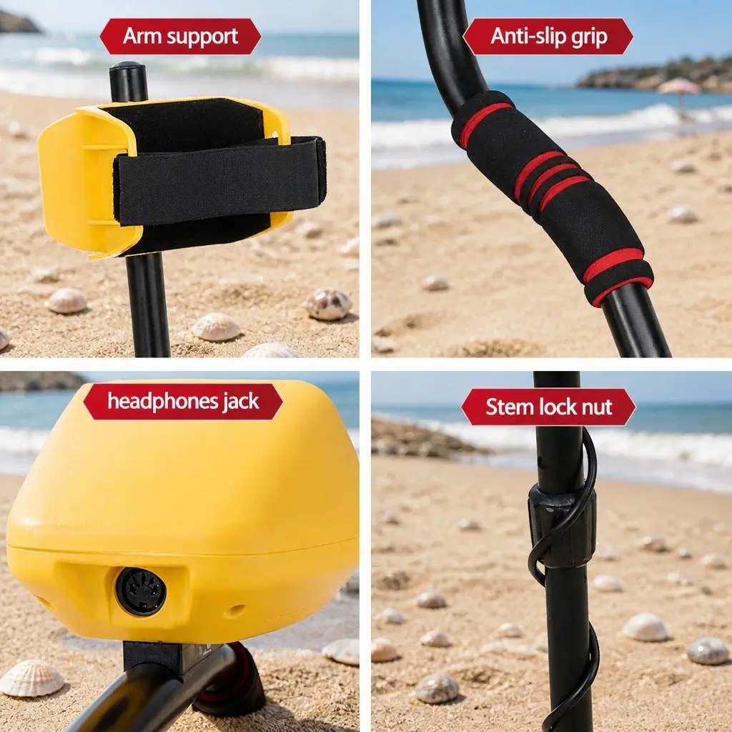 Metal Detector Yellow 180MM Waterproof Backlit LCD Display Treasure Hunter