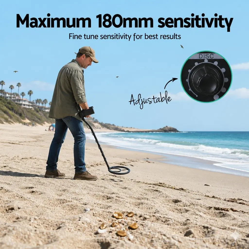 Metal Detector Black 180MM Waterproof Search Coil Adjustable Length