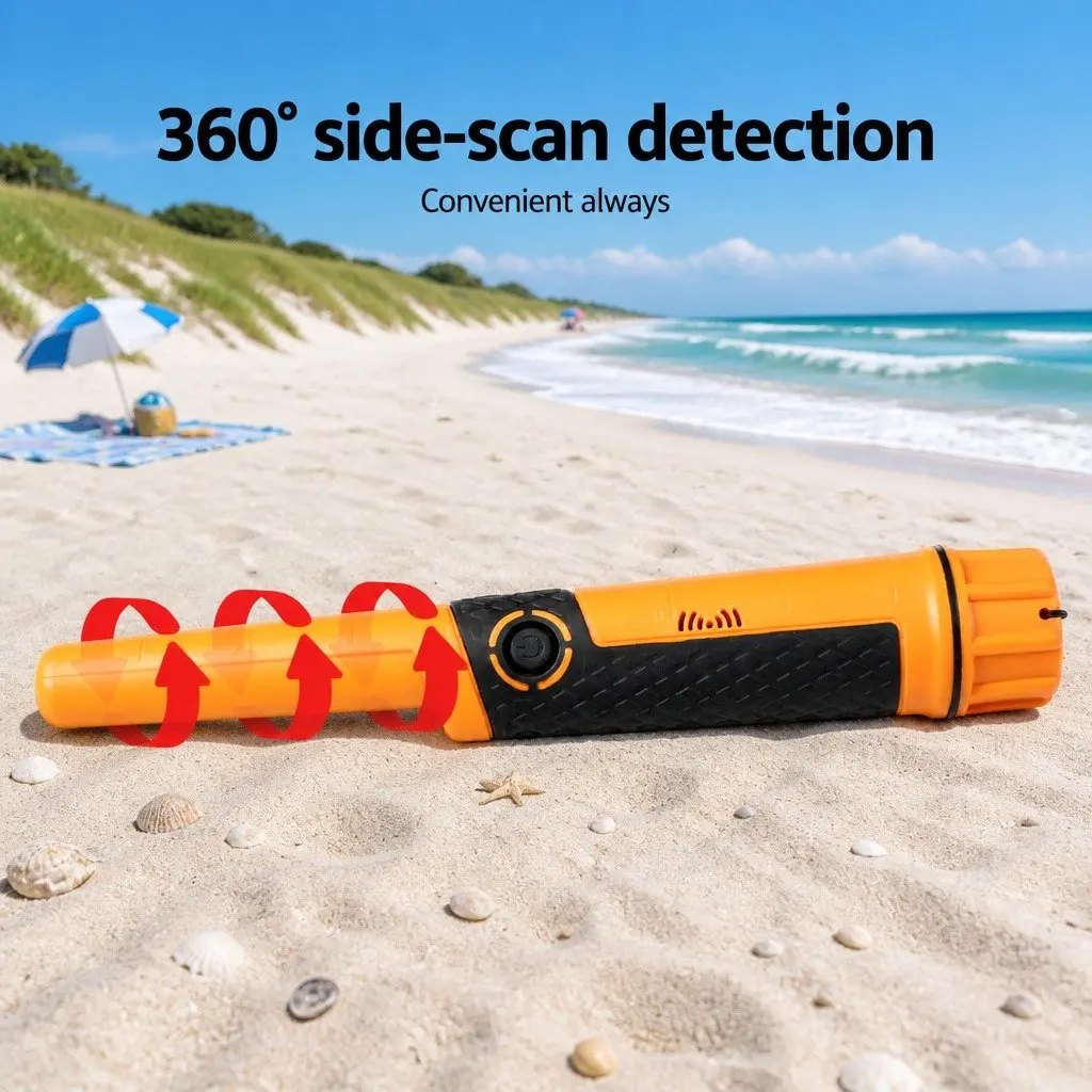 Metal Detector Black and Orange 40MM Handheld Waterproof Pinpointer with 360 Degree Side Scan Detection