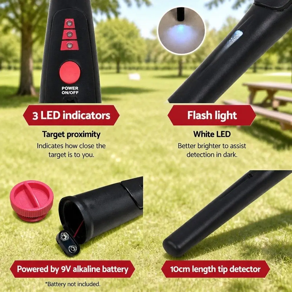 Handheld Metal Detector Black 40MM Sensitive Waterproof 360° Side-Scan Detection